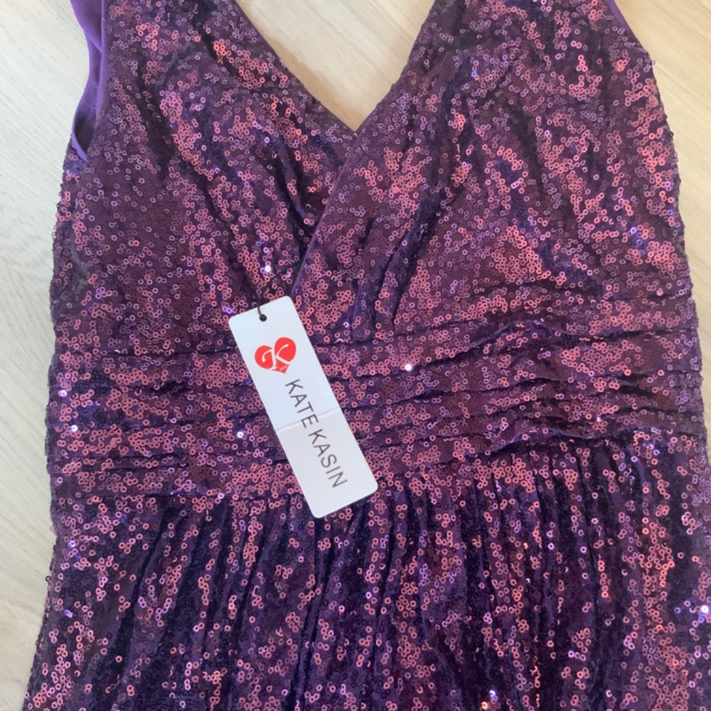 Kate Karin purple sequin Dance Prom Bridesmaid Fancy sleeveless dress New w/tags - Picture 9 of 12